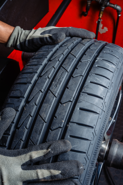 A close up of a Hankook tyre